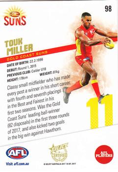 2017 Select Certified #98 Touk Miller Back